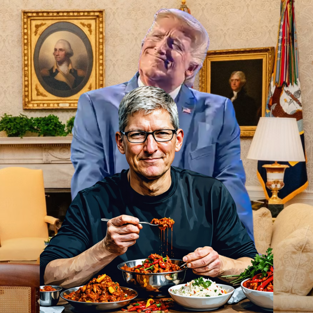Fictional image representing Trump's tariff feast