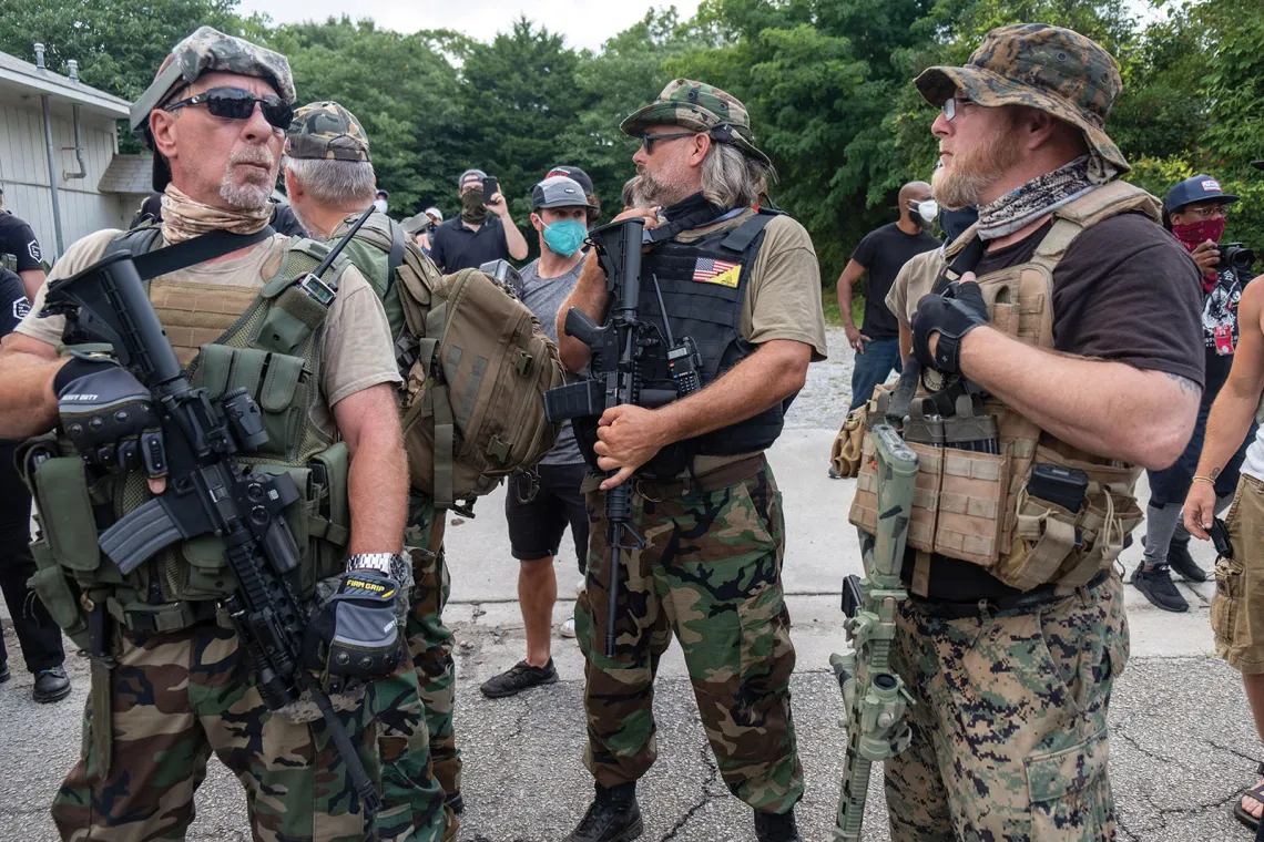 Bearded patriot looking worried
